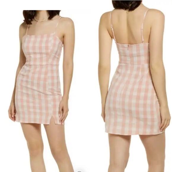 NWT BP Plaid Light Pink Summer Mini Dress - Picture 1 of 9